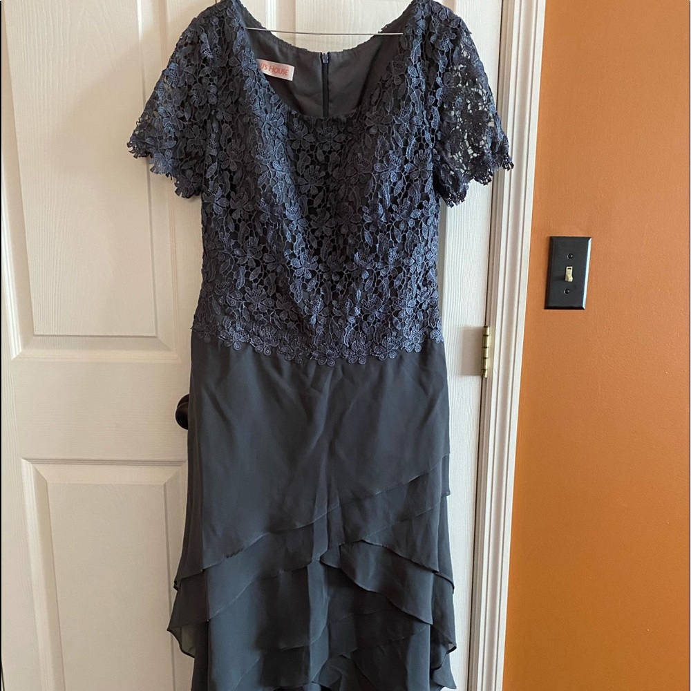 Dress asymmetrical high low hemline Steel grey